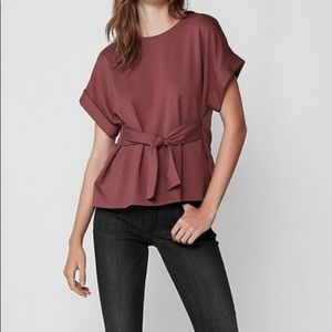 Mauve Express Tie Waisted Blouse